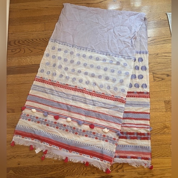 ANN TAYLOR Cotton Knit Scarf with Tassels - Picture 1 of 3